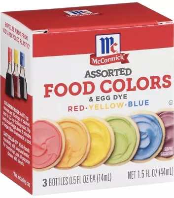 McCormick Assorted Food Coloring Egg Dye Red Yellow Blue .5 Oz Each • $7