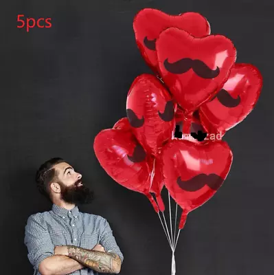 5 Huge Love Beard Mustache Men Birthday Stag Party Foil Balloon Decor Helium/Air • $4.96