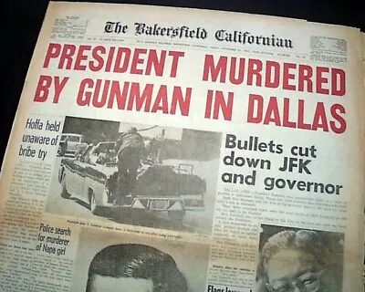 Nice JFK  President John F. Kennedy ASSASSINATION 1963 Los Angeles CA Newspaper • $99.16