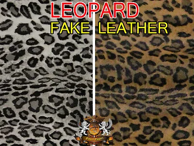 Vinyl Upholstery LEOPARD Fabric Fake Leather / 54  Wide / Sold By The Yard • $17.50