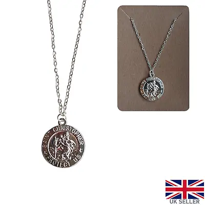 Saint Christopher Necklace Patron St Travel Protection Christian Chain Gift Luck • £4.75