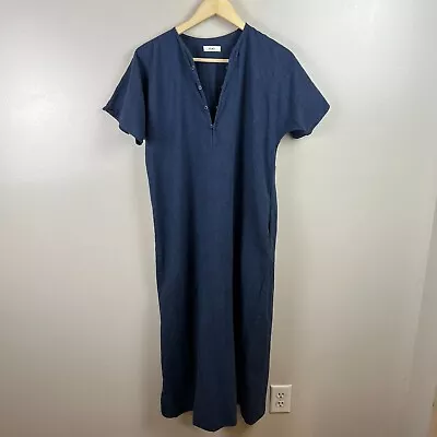 Storq Maternity Caftan Midi Dress Size XS Blue Minimal Casual Neutral Pockets • $39.99