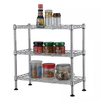 2PACK 3 Tier Wire Shelving Rack Adjustable Shelf Storage Unit For Kitchen Silver • $43.95