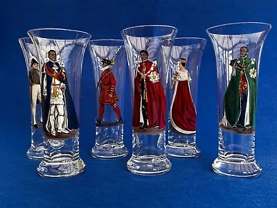 Unique Set Of 6 Hand-Painted Glasses With English Royal Order Costumes • £59.99