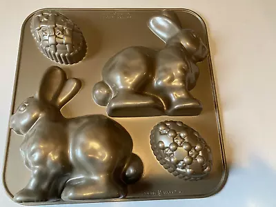 Nordic Ware Easter Bunny And Eggs Cake Pan 9.5 Cups Cast Aluminum Nonstick • $18