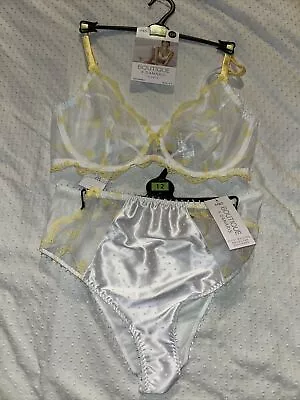 NEW M&S Boutique X Damaris Non Padded Plunge Bra Set Pretty 36D & 12 Knickers  • £16.50