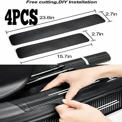 Car Door Sill Protector Sticker Rubber Plate Carbon Fiber Cover Trim Accessories • $17.24