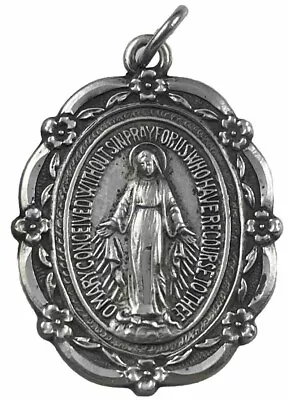 Vintage Catholic Sterling Silver Miraculous Mary Medal 5.5 Grams Silver • $34.99