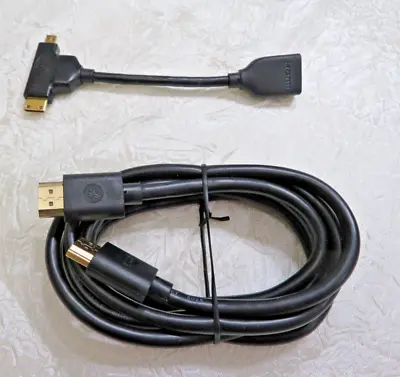 Lot Of 2 GE Jasco 33587 Mini & Micro HDMI To HDMI Adapter Plus 6 Ft Cable 33584 • $9.99