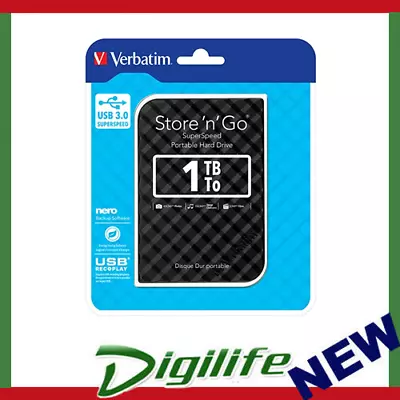 Verbatim 1TB 2.5  USB 3.0 Store'n'Go HDD Grid Design Black Color  • $112