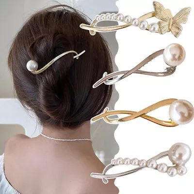 $5.71 • Buy Elegant Metal Pearl Hair Clip Women Hair Accessories Butterfly Hair Claw Clip ❀