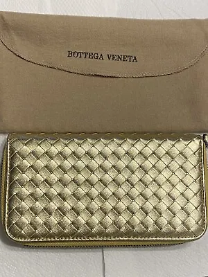 Bottega Veneta Gold Zip Wallet • $649.99