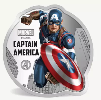 Marvel Pamp CAPTAIN AMERICA 1 Oz Silver Proof Coin 2022 • $89
