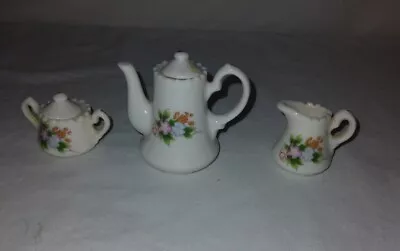 VTG Japanese Miniature  Tea Pot Creamer & Sugar Bowl Floral Pattern Porcelain • $3