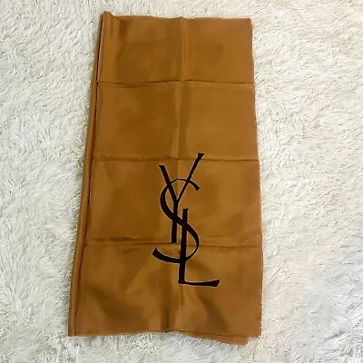 YSL Large Vintage 90’s Golden Brown Spellout Logo Silk Scarf  • £106.16