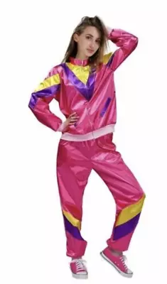 Fluro Pink 80s Tracksuit Shell Suit Ladies Costume Kath N Kim Costume • $39.99