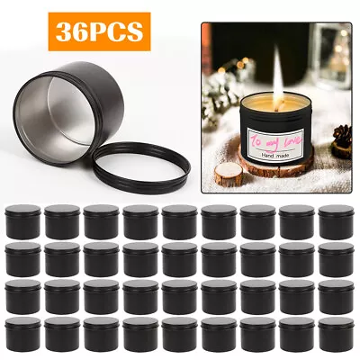 12/24/36pcs Black Candle Making Tins 100ml Empty Storage Jars With Screw Lids • $14.62