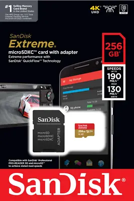 Sandisk 256GB Extreme Micro SD XC Class 10 Card 190MB/s For GoPro Hero 12 11 • £22.86