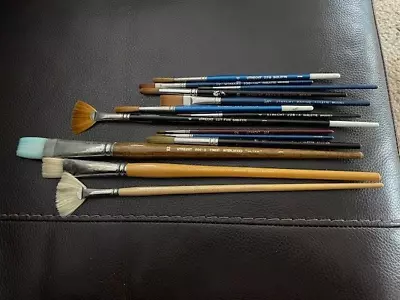 Vintage Lot Of Utrecht Variety Sablette Fan Flat Ultra & More Paint Brushes • $15