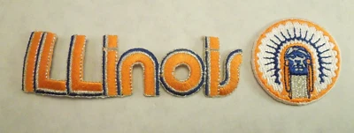 $12.50 • Buy 2 University Of Illinois Patches-Retired Mascot Chief Illiniwek & Illinois Name