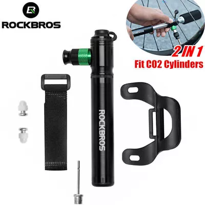 ROCKBROS 2in1 Mini Bike Alloy Pump CO2 Air Inflator Valve AV FV Bicycle Pump • $20.99