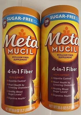 2-Pack Metamucil Sugar Free Fiber Powder Supplement Orange 260 Total Teaspoons! • $48.95