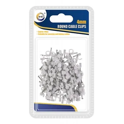 Round Plastic Hose Cable Clips With Nail - Mini Pipe Mounting Clamps Plugs - 4mm • £3.59