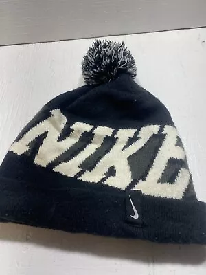 Nike Knit Beanie Hat Black White Knit Pom Unisex Adult - One Size AUTHENTIC • $8.47