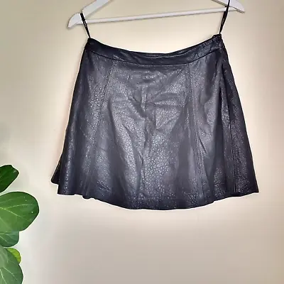 Kookai Genuine Leather Skater Mini Skirt 40 Fit AU10 Lined Black Glam Edgy • $75