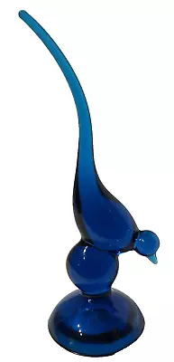 Vintage Viking Glass Bluenique Blue Short Tail Bird 8.5  • $74.99