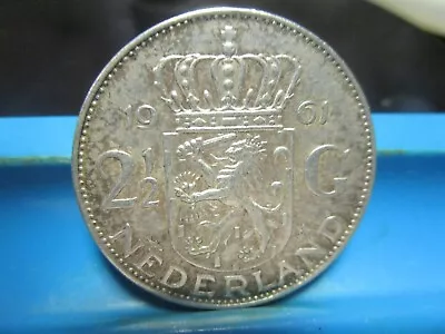 1961 Netherlands - 2-1/2 Gulden  .72o Silver  - XF                     (G-C) • $9.99