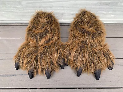 Wishpets Grizzly Bear Paw Slippers Furry Animal Feet Claws Fuzzy - Size Adult M • $24.90