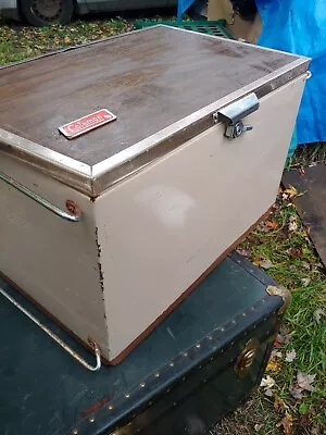 Vintage 1970s Camping Coleman Cooler Refrigerator Faux Wood 26 X 16  W/ Insert • $99.99