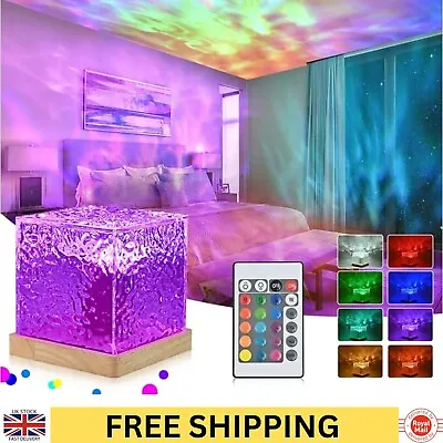 Table Lamp LED Bedroom Night Light Wave Effect Remote Control Colour  Changing • £14.95