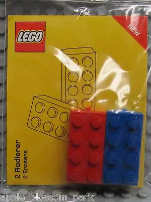 NEW Lot/2 Lego 2x4 Lego Brick School ERASERS - 1 Red & 1 Blue Pencil Eraser Set • $6.99