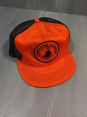 Vintage Copeland Lumber Black Orange Sewn On Patch Snapback Hat EXCELLENT • $47