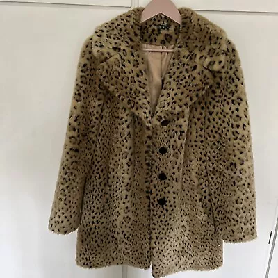 Marks & Spencer 3/4 Length Leopard Coat Size 10. Vintage. • $24.66