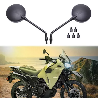 For Kawasaki KLR650 KLR 250 650 4  Round Side Mirrors Long Stem Black Rearview • $29.65