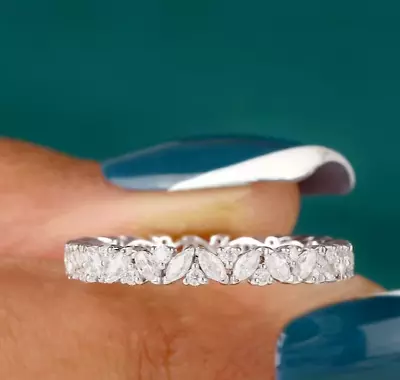 Wedding Eternity Ring 2 Ct Marquise Simulated Diamond 925 White Sterling Silver • $58.99