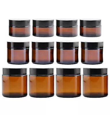 Combo Pack Of 1 2 & 4oz Amber Glass Straight Sided Jars 4 Each 12 Total • $25.99