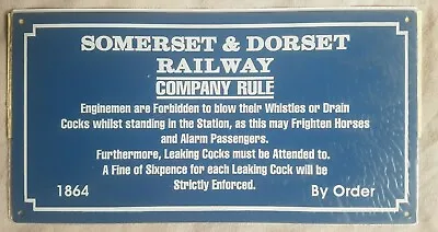 Metal Railway Retro Sign Somerset & Dorset Rules Whistle & Drain Cocks  • £9.45