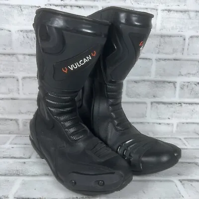 Vulcan V300 Men's 'Velocity' Black Leather Motorcycle Racing Sport Boots Sz 10.5 • $65