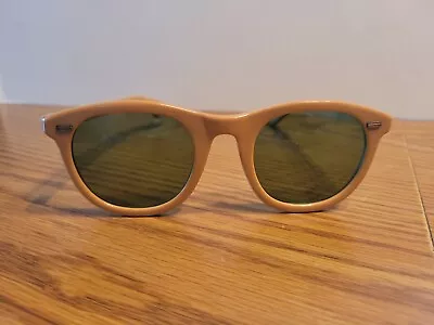 Vintage WILLSON Plastic Sunglasses Tan Franes Black Lenes Made In USA • $69.99