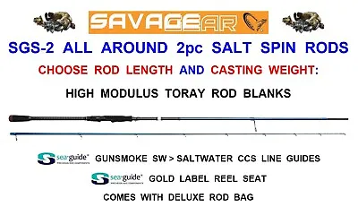 £89 • Buy 2022 SAVAGE GEAR SGS-2 ALL AROUND 2pc SALT SPINNING ROD ALL ROUND BASS FISHING