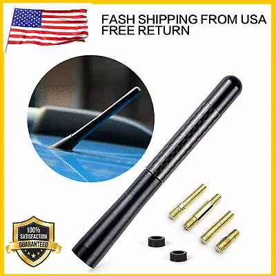 Screw 4.7inches+ Car Antenna Carbon Fiber Radio FM Antena Black Kit Black US • $8.27