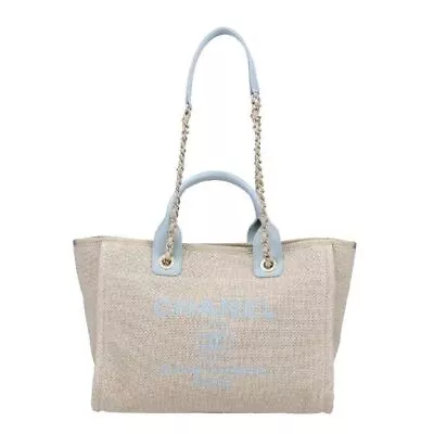 Chanel Deauville Tote Bag Pouch AS3257 Beige Shopping Shoulder Purse Woman New • $10070.62