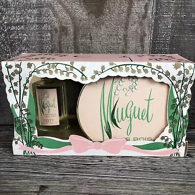 Vintage Coty Muguet Des Bois Eau De Toilette & Dusting Powder Box Gift Set • $99.99