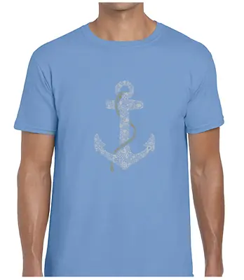 Anchor Design Mens T Shirt Cool Sailor Nautical Navy Marine Design Fashion Top • £7.99