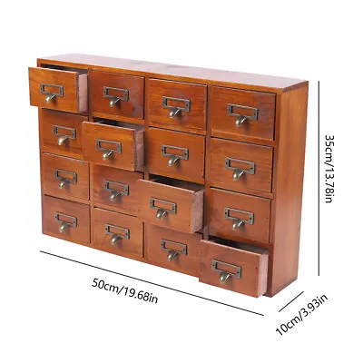 16 Drawers  Vintage Tabletop Library Card Catalog Cabinet Apothecary Storage Box • $63.65