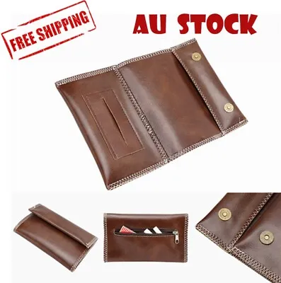 Brown PU Leather Cigarette Tobacco Pouch Holder Bag Case Paper Great Gift Wallet • $7.45